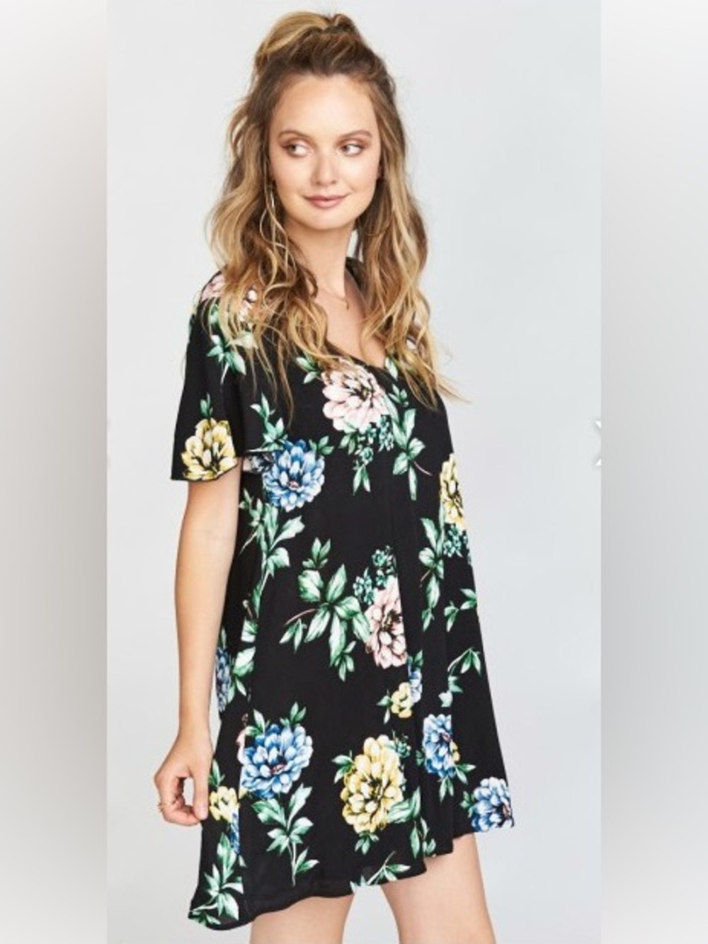 Show Me Your Mumu Kylie Mini Dress Black Floral Size XS